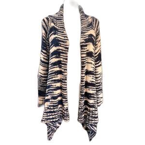 Cotton On Blue Cream Space Dye Marled Knit Draped High Low Cardigan Coastal M